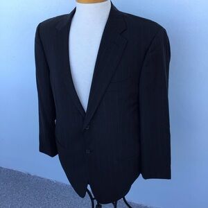 Giorgio Armani Classico Black Pinstripe Blazer 100% Lana Super 150’s